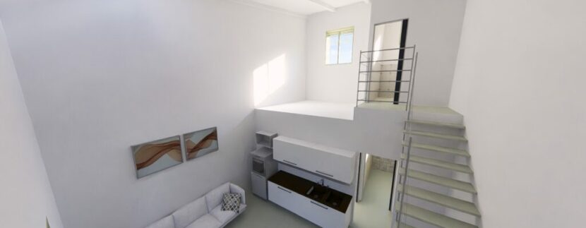 monolocale primo piano con scala RENDERING-INTERNO-LOTTO-A.3-1-1024x576