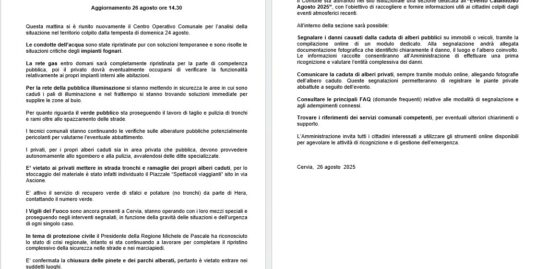 PROTEZIONE CIVILE COMUNICATO STAMPA